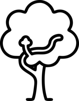 Simple Line Art Tree Silhouette with Snake in Branches Illustration vector