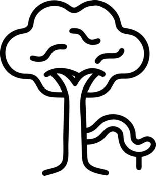 Simple line art tree with root illustration on a white background vector