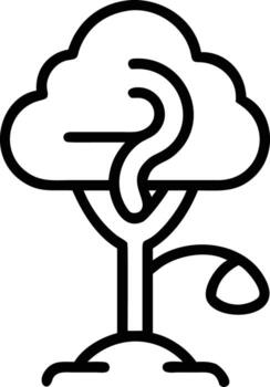 Simple Line Art Tree with Question Mark Symbol Icon Illustration vector