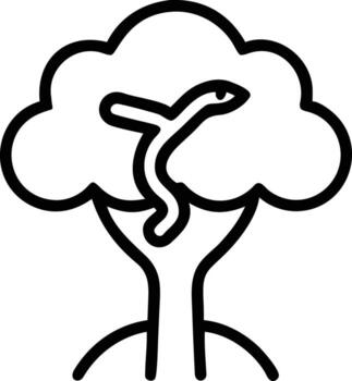 Simple line drawing of snake in tree icon clip art vector