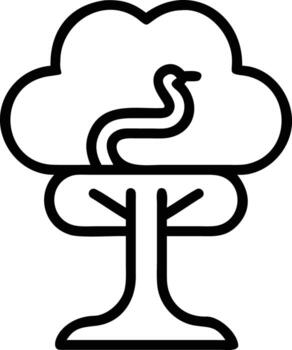 Simple line drawing of swan resting within stylised tree illustration for ecology projects vector
