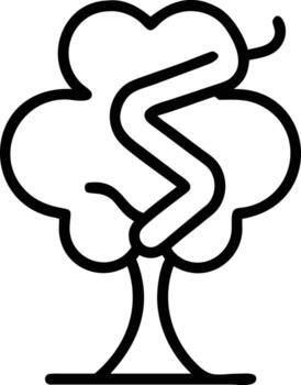 Simple Line Drawing of Tree with Winding Snake Silhouette Illustration vector