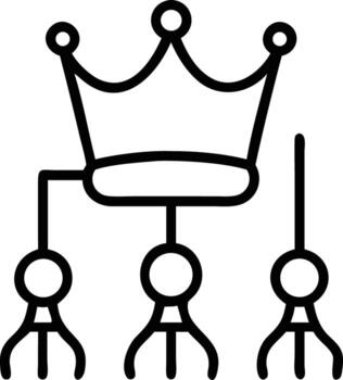 sencillo linaje gráfico icono con corona y Tres ramas en línea Arte estilo vector