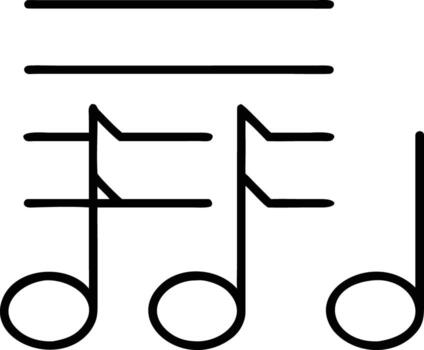 Simple music notes outline with ledger lines symbol for educational resources vector