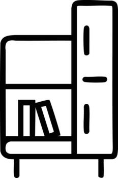 Simple outline drawing of a bookcase with books on the shelf vector