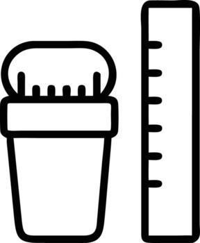 Simple outline of cactus in pot with ruler for educational content vector