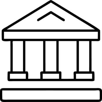 Simple outline of classic building facade with columns and triangular pediment vector