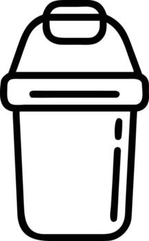Simple outline of empty bucket, minimalistic black and white illustration vector