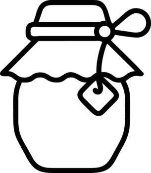Simple outline of preserve jar with bow and label for packaging design vector