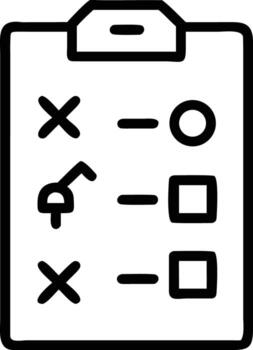 Simple outline strategy planning board with check boxes, cross and circle marks vector