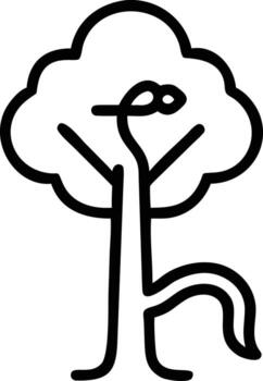 Simple outline tree and snake illustration for stickers and educational resources vector