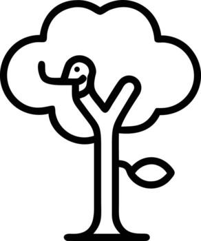 sencillo contorno árbol con hoja y resumen pájaro sentado en rama vector