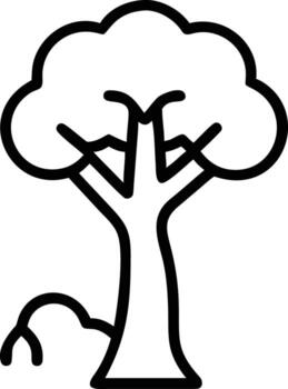 sencillo resumido árbol ilustración con arbusto elemento, línea Arte estilo vector