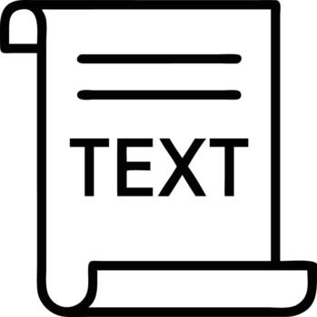 Simple rolled document icon with text lines and bold lettering vector