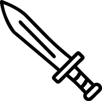 Simple sword icon with dark outline for games and apps design vector
