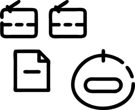 Simple subtract icons table column, spreadsheet, file, and operation in outline vector