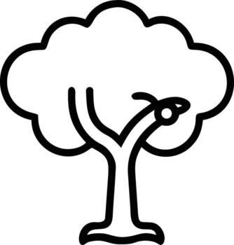 sencillo árbol icono con manzana en un rama en contorno estilo vector