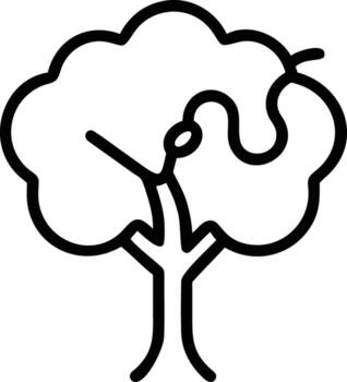 Simple tree icon with branch and trunk in outline style vector