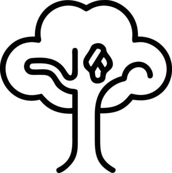 Simple tree icon with ribbon in line art style vector