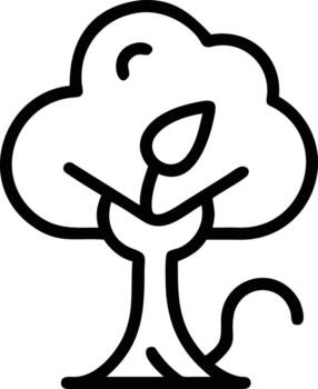 sencillo árbol ilustración con trompa, ramas y soltero hoja contorno vector