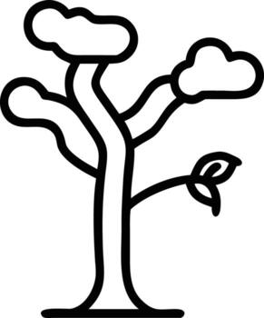 sencillo árbol contorno con mullido hojas y dos hoja rama elemento ilustración vector