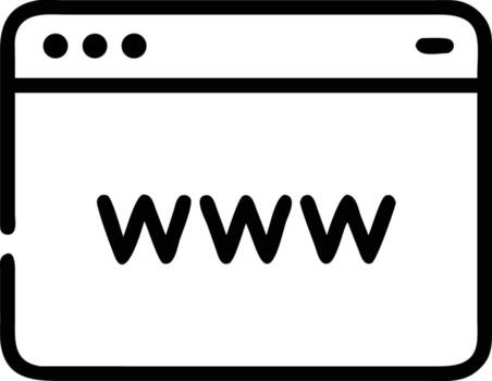 Simple website window icon with www text in outline style vector