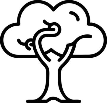 Single tree icon in a simple outline style against a plain backdrop vector