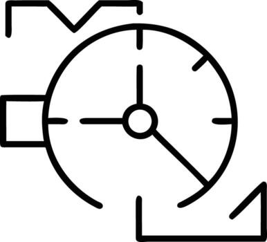 bosquejo reloj icono con análisis gráfico en lineal plano estilo vector