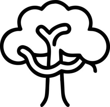 Single tree outline drawing illustration for logo design, print, and web design vector