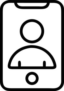 Smartphone contact icon in thin line art style for user interface vector