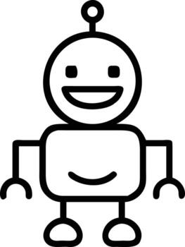 sonriente robot contorno ilustración para niños producto diseño y creativo proyectos vector