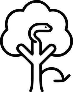 Snake in the tree line art icon for minimalist design vector