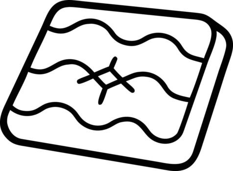 cuadrado bañera toalla con ondulado línea modelo en contorno estilo vector