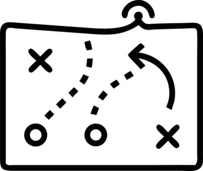 Strategy board icon with tactic scheme circles and arrows in outline style vector