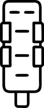 Stylized monolith with horizontal lines and connected rectangles in bold outline style vector