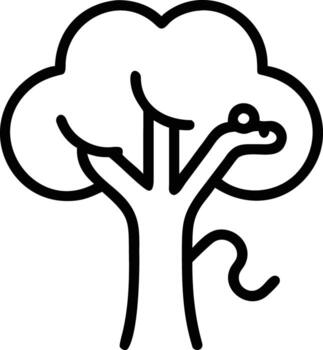 Stylized tree illustration with snake winding around trunk design vector