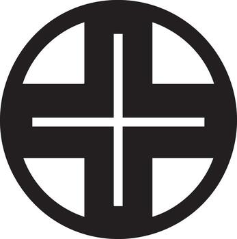 Abstract Circular Cross Symbol Design Simple Geometric Shape vector