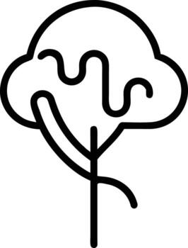 estilizado árbol con rama y arremolinándose follaje en sencillo contorno estilo vector