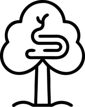 Stylized tree line art with snake in branches illustration vector