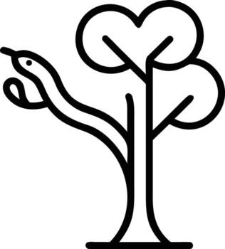 estilizado árbol con un serpiente envuelto alrededor sus maletero en sencillo línea Arte vector