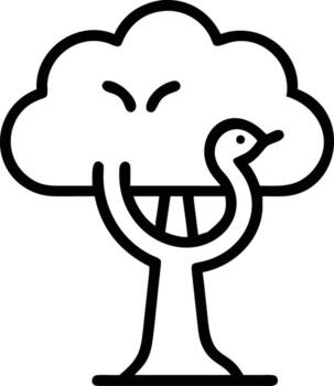 cisne anidado en árbol línea Arte ilustración para logo diseño vector