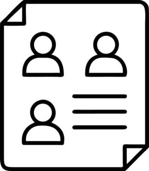 Team members list icon on paper with folded corner details vector