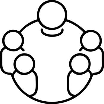 Teamwork circle outline icon, collaboration concept, teamwork and unity symbol vector