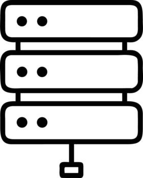 tres niveles servidor estante sistema icono con datos conexión contorno estilo vector