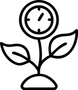 Time management concept with clock as flower in outline style vector