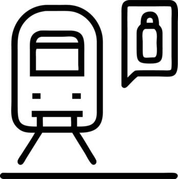 Train front view icon with luggage in speech bubble line vector