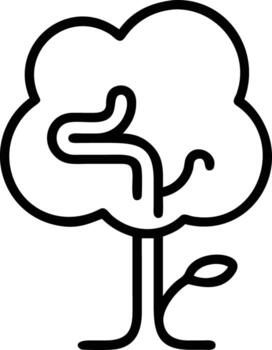 Tree icon in thick outline style with abstract branch for logo or design element vector