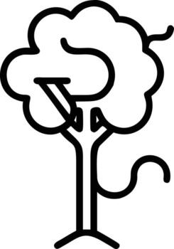 Tree icon in linear style with arrow and circular elements vector