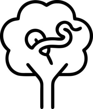 Tree icon with intertwined branch in outline style for naturethemed designs vector