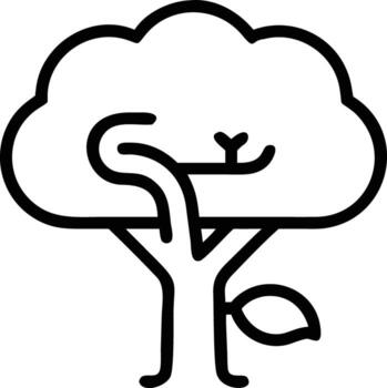 Tree illustration in simple outline style with leaf element for design vector